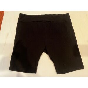 Terra & Sky Black Ribbed Bike Shorts Plus Size 4X (28W-30W) Cotton‎ Blend